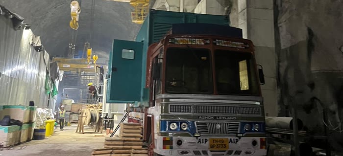 Excel Gentech generator powering an underground tunnel construction site