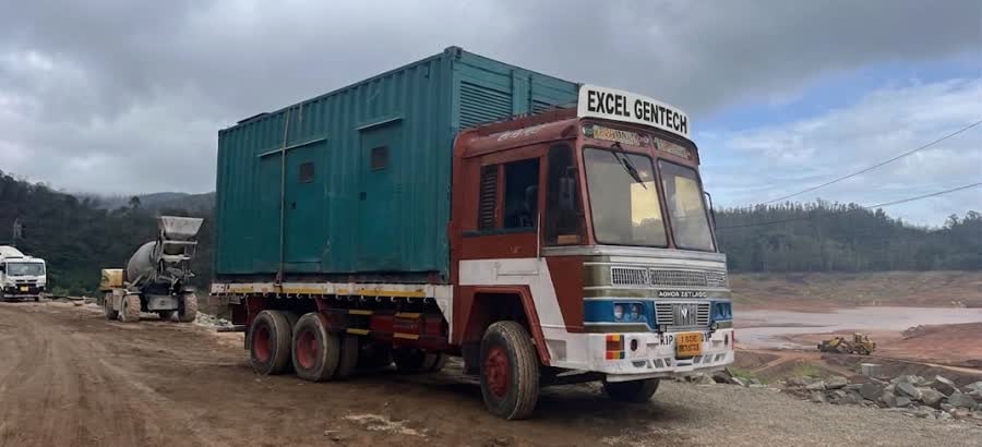 Excel Gentech branded generator truck on a long-term hire at a construction site