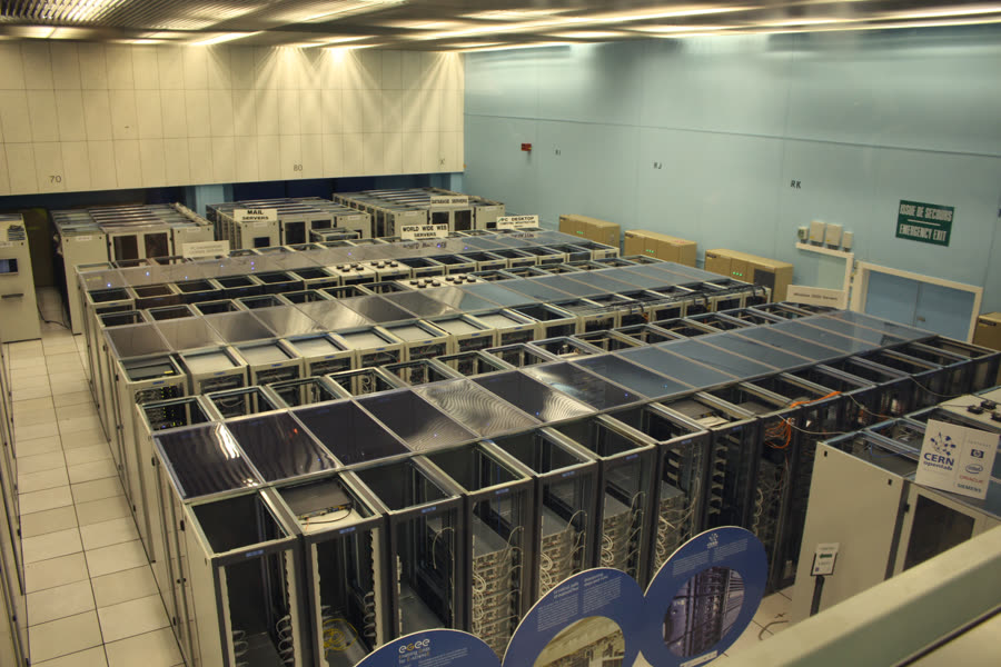 Data center server racks used to illustrate load bank testing and validation